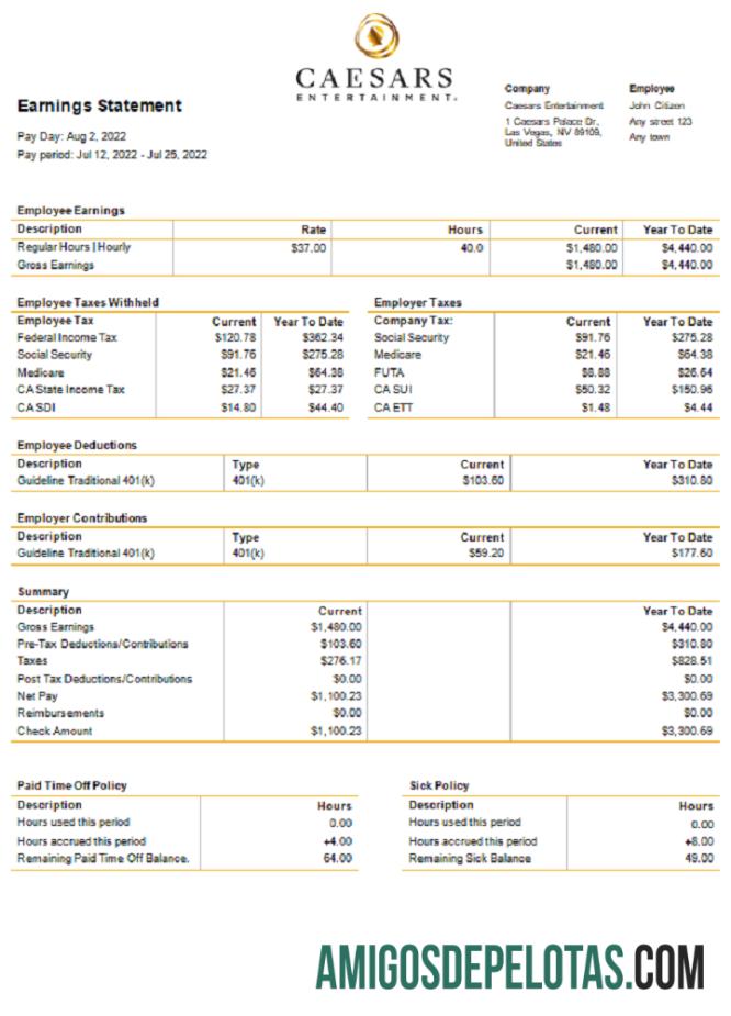 Empresa de Cassinos e Resorts Caesars Entertainment dos EUA exemplo real